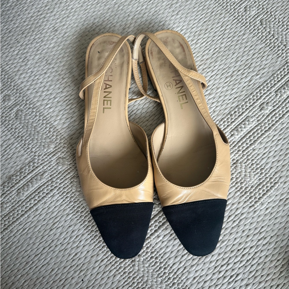 Chanel Slingback Flats 37.5 well loved & re-soled!